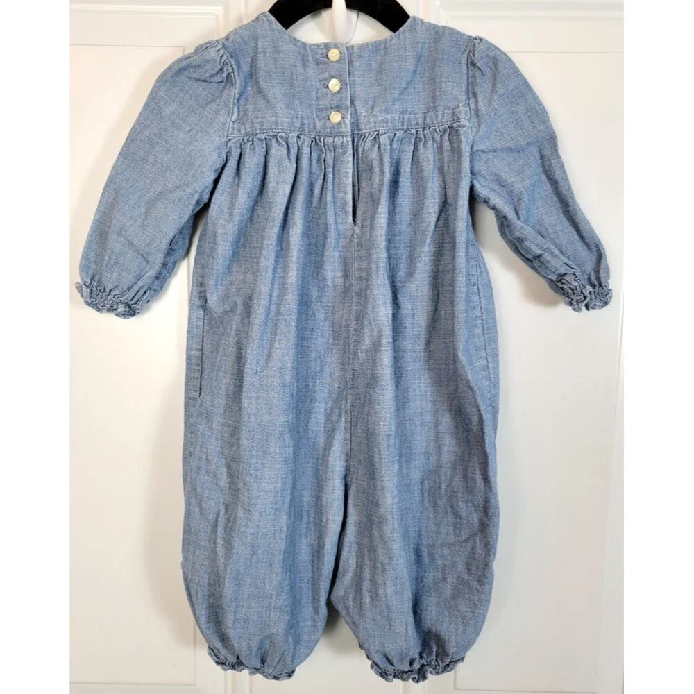 Vintage Ralph Lauren Baby Romper Size 6M 100% Cotton Natural Fabric